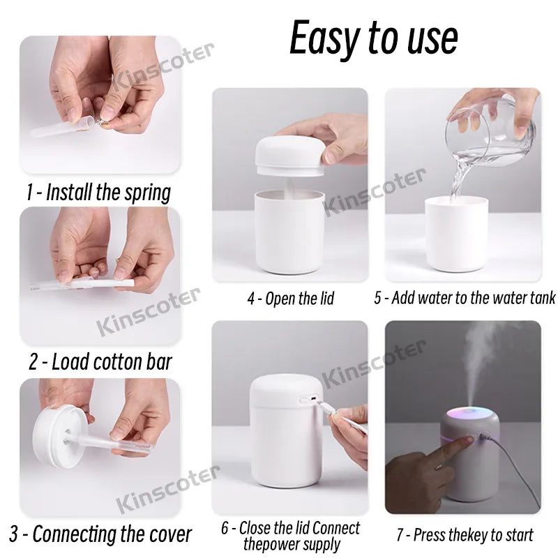 quiet desktop humidifier with two mist modes and colorful lighting
