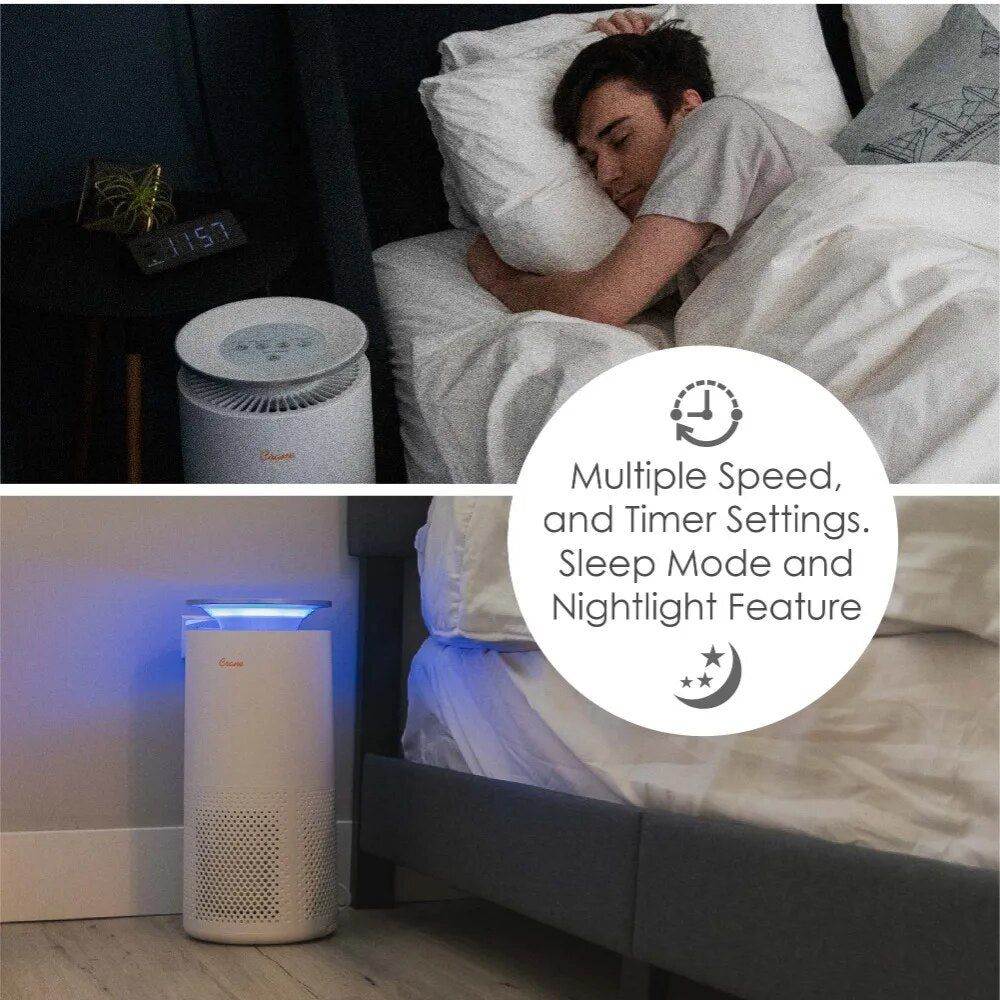 Air Purifier with UV Light, 500 Sq Feet Coverage, Multiple Functions, White air purifier for home home appliance