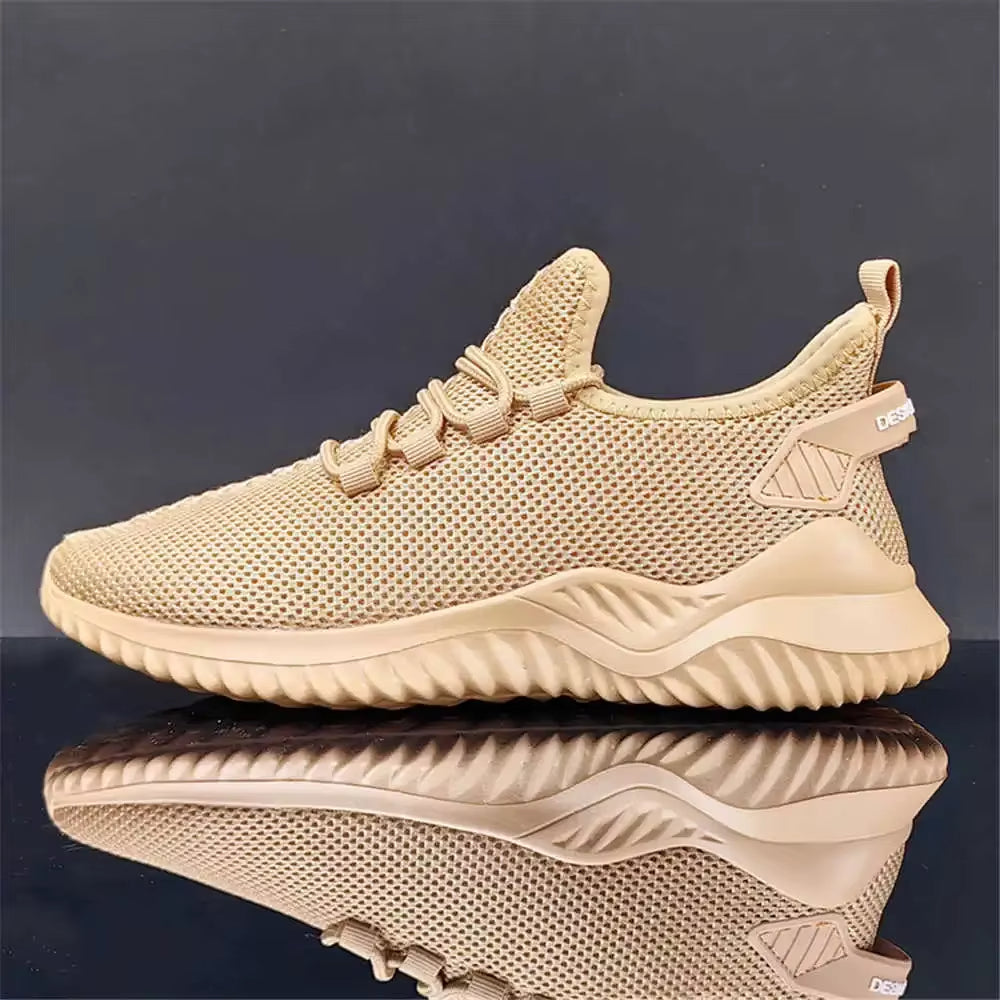 Coffee brown running sneakers for men with mesh upper, durable MD+RB outsole, and foamed collar for comfort.