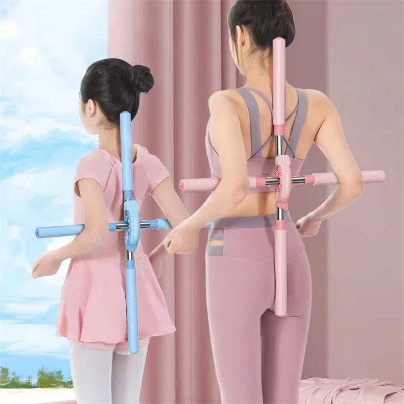 Yoga Stick Hunchback Corrector 80cm Stainless Steel Body FigureTraining Stick Cross Open Back Standing Gym Home Sports Equipment