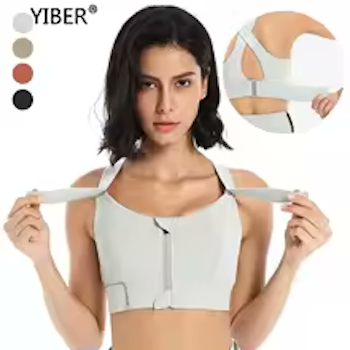 Front Zipper Sports Bras Yoga Vest Active Bras Women Large Size Adjustable Strap Shockproof Gym Fitness Athletic Brassiere Top