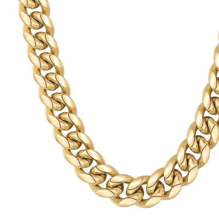 Blaire Men’s Necklace, Thick 9mm Diamond Cut Necklace, Miami Cuban Link Chain, Waterproof & Tarnish-Proof Necklace 18k gold plated