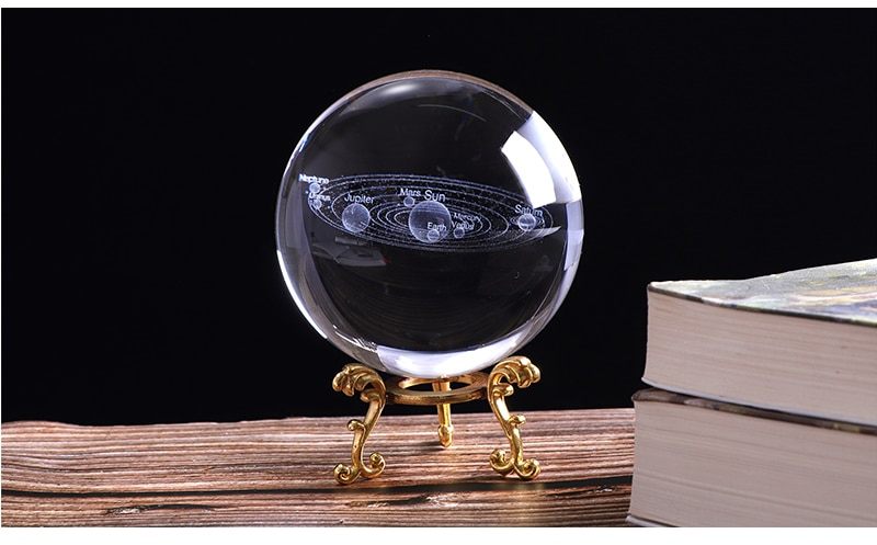 Home Collections 3D Solar System 60MM Crystal Ball Planets Glass Ball Engraved Globe Miniature Decor Great Choice for Home Decoration (Color : Glass Base)