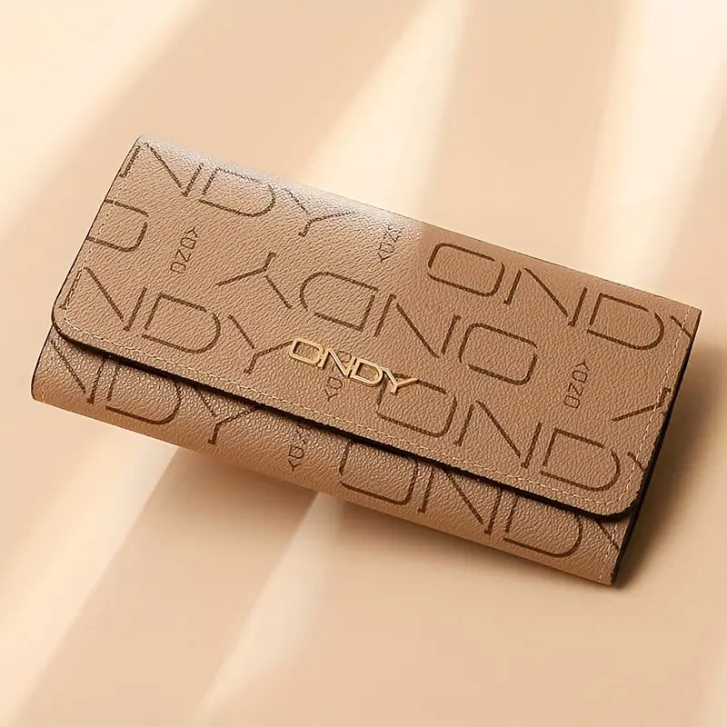 Vintage Letters Pattern Long Clutch Wallet, Elegant Textured Coin Purse For Women, Simple Elegant Credit Card Bag
