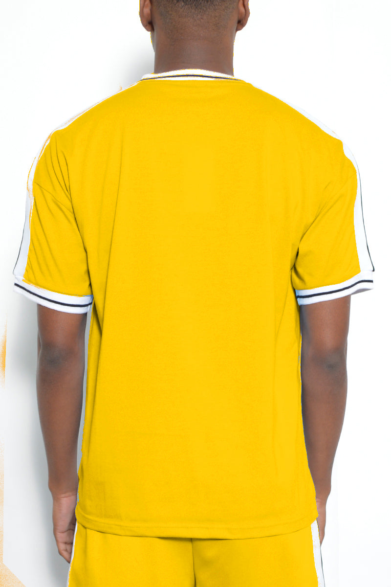 Male Side Stripe Tape Top And Short Set