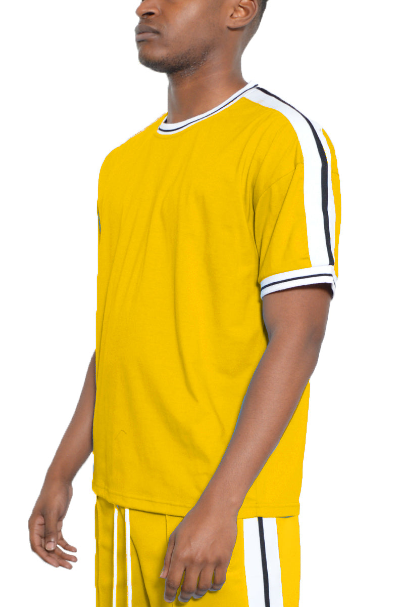 Male Side Stripe Tape Top And Short Set