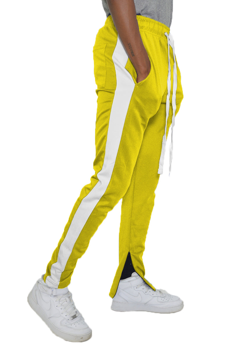 Men’s Track Pants – Classic Slim Fit Side Stripe Drawstring Waist Ankle Zipper Active Workout Joggers Sweatpants