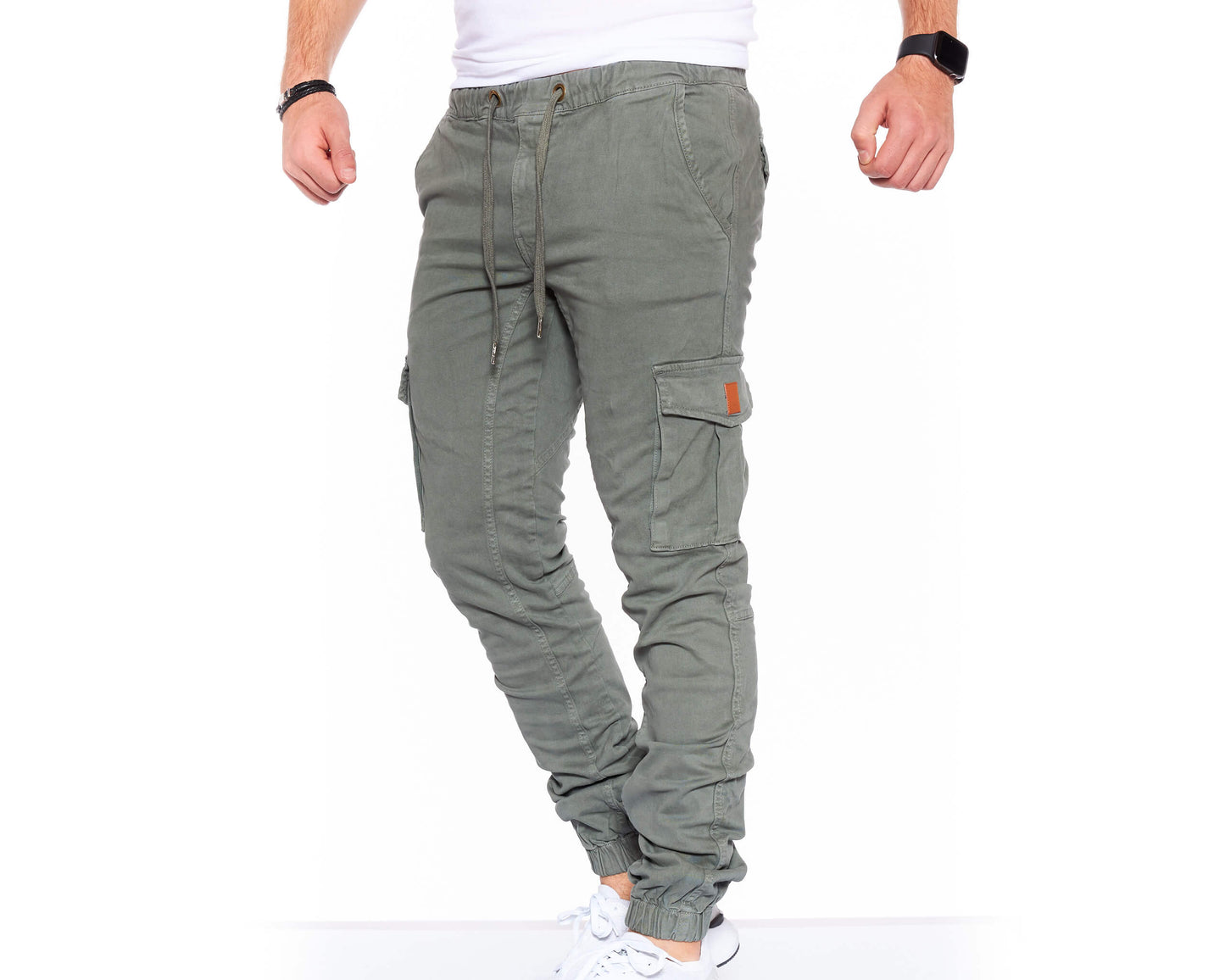 Cargo Work Trousers Men Fleece Lined Trousers Men Multi Pockets Elasticated Waist Trousers Drawstring Tapered Legs Casual Lounge Pants Combat Trousers