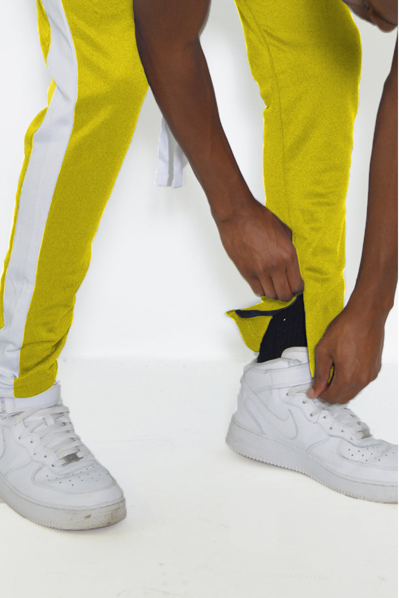 Men’s Track Pants – Classic Slim Fit Side Stripe Drawstring Waist Ankle Zipper Active Workout Joggers Sweatpants
