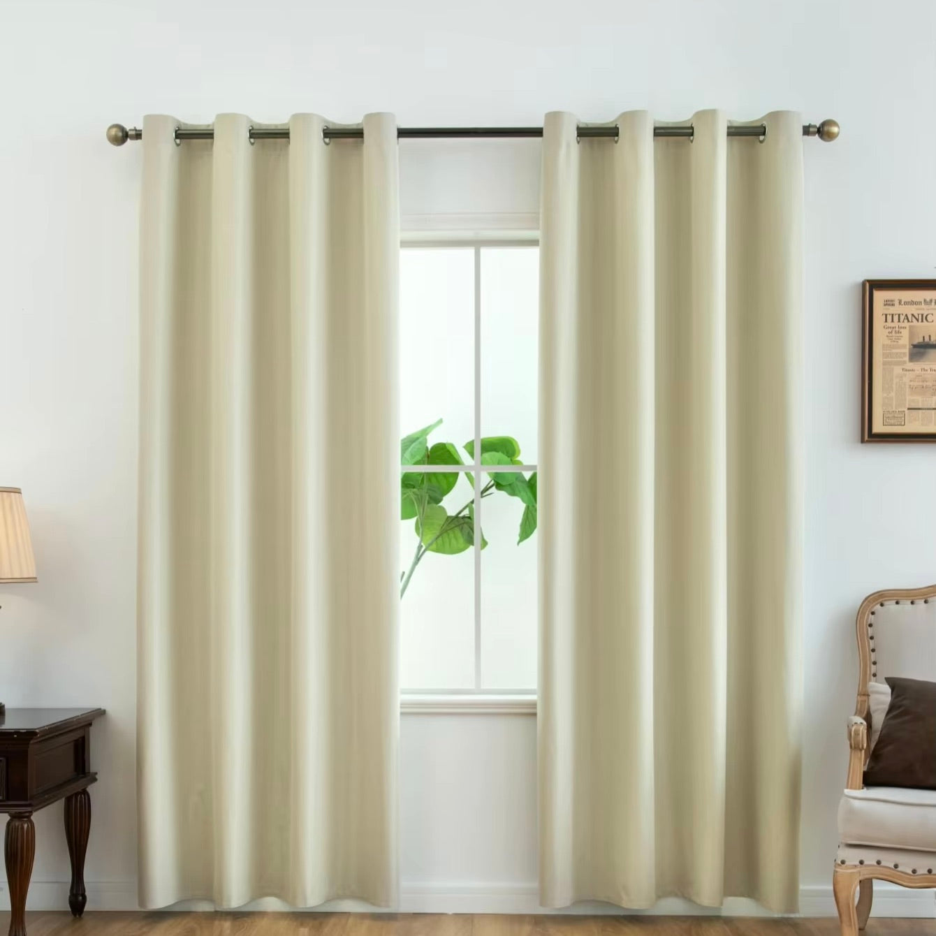 100% Blackout And Light Through Curtains with Grommets, Curtains for Bedroom, Living Room, Kitchen, Privacy Drapes, Window Curtain