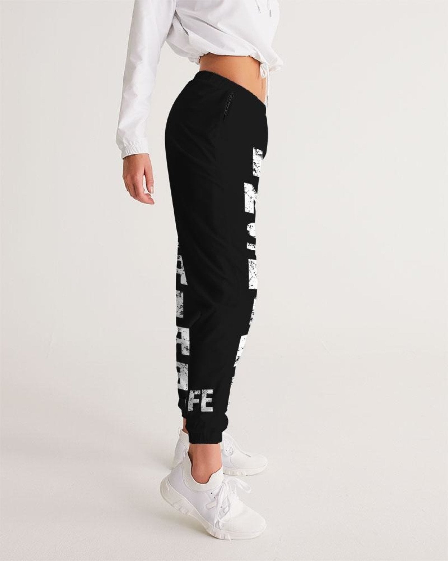 Womens Track Pants - Black / Dark Grey Inspire Graphic Sports Pants