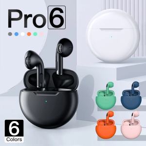 PRO 6 Wireless AirPods in multiple colors with charging case, waterproof, upgraded noise reduction, Bluetooth.