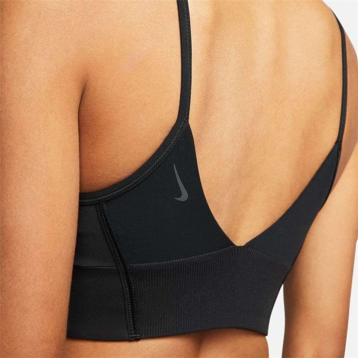 Light-support black Nike Indy sports bra
