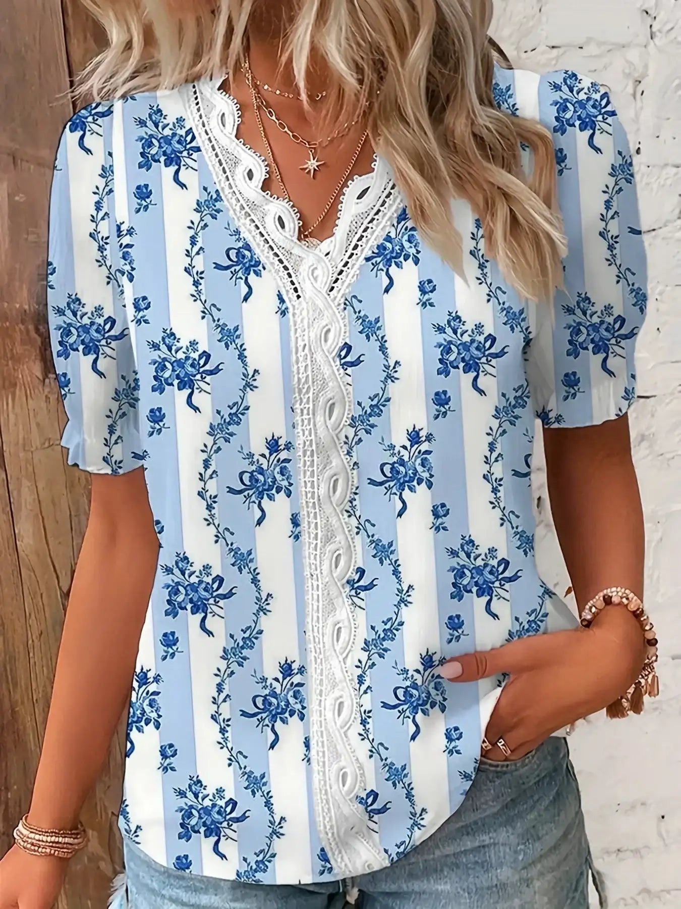 Fashion Woman Blouses 2025 Shirt Women's 3d Flower Print White Kawaii V-neck Female Clothing