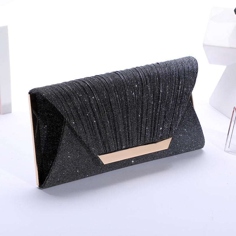 Dress Evening Bag Tide Female Simple Wrinkle Sequin Bag Clip Evening Bag Hand Shoulder Crossbody Chain