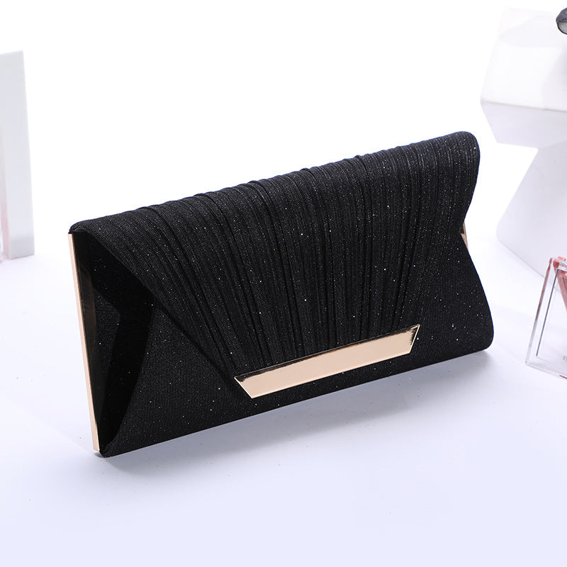 Dress Evening Bag Tide Female Simple Wrinkle Sequin Bag Clip Evening Bag Hand Shoulder Crossbody Chain