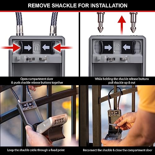 MASTER LOCK Key Safe Wall Mounted, Medium 85 x 119 x 36 mm, Outdoor, Mounting Kit, for Home Office Industries Vehicles, Black & Silver