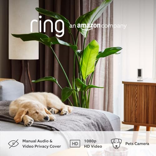 Ring Indoor Camera (2nd Gen) by Amazon | Plug-In Pet Security Camera | 1080p HD, Two-Way Talk, Wifi, Privacy Cover, DIY | alternative to CCTV system | 30-day free trial of Ring Protect