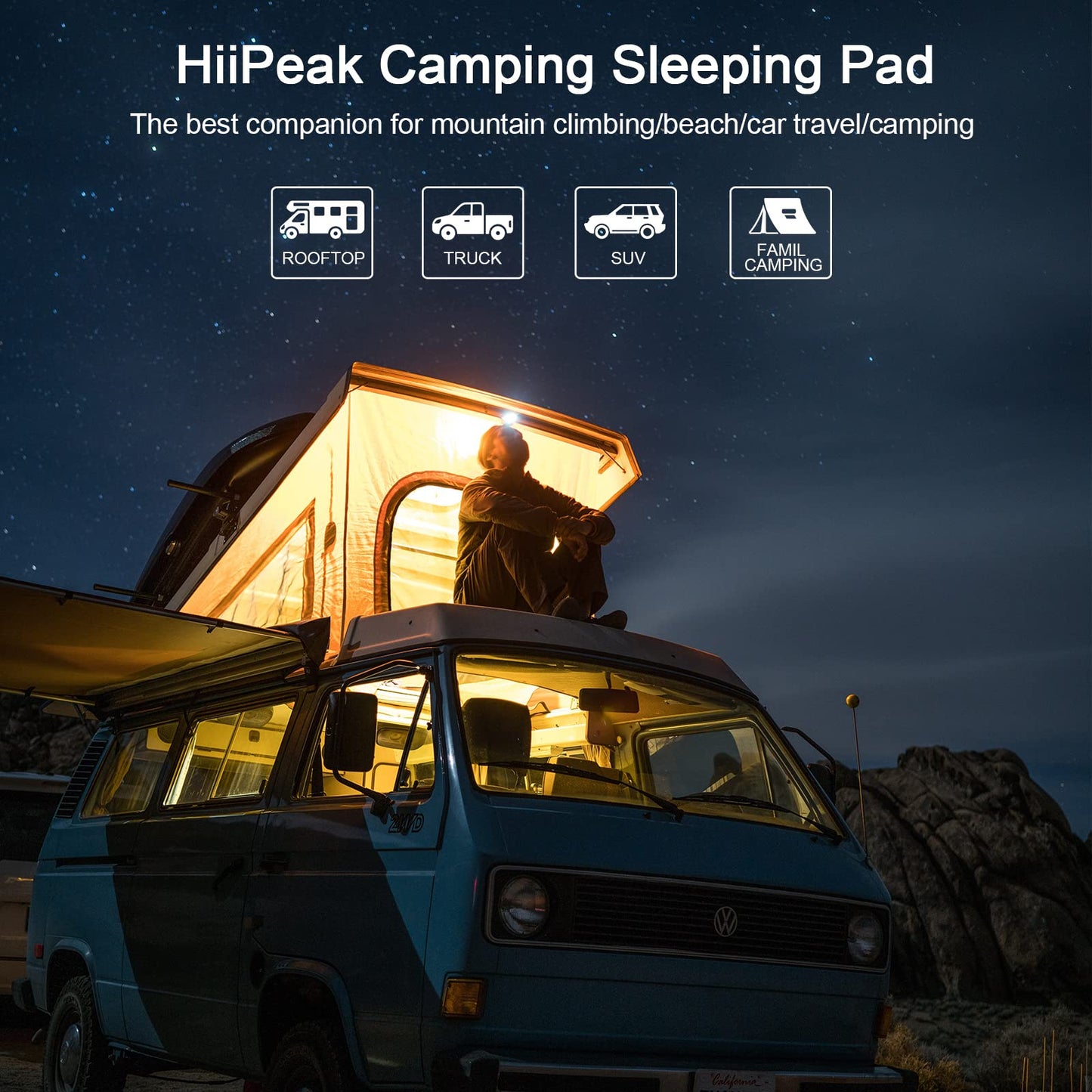 HiiPeak Sleeping Pad - Ultralight Inflatable Sleeping Mat with Built-in Foot Pump, Durable Compact Waterproof Camping Air Mattress for Camping, Backpacking, Hiking, Tent Trap Traveling