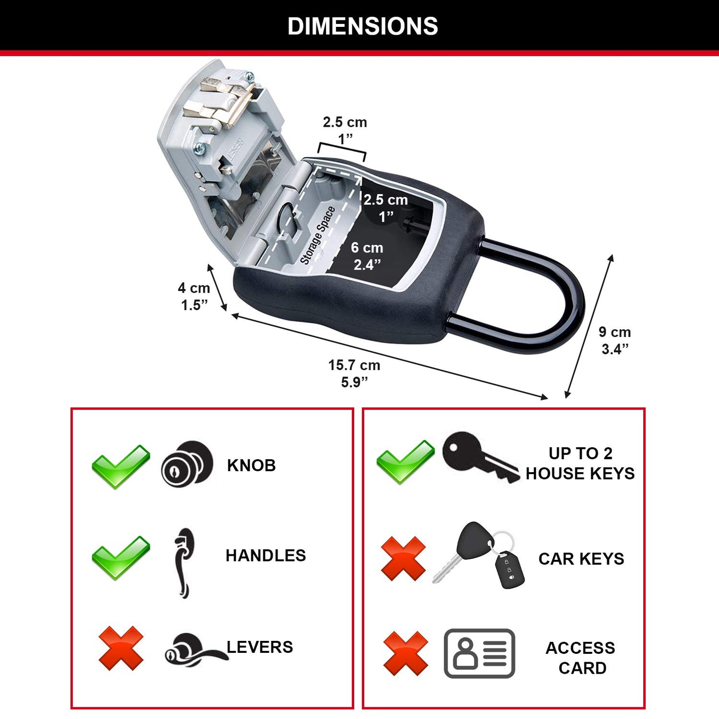 MASTER LOCK Key Safe Wall Mounted, Medium 85 x 119 x 36 mm, Outdoor, Mounting Kit, for Home Office Industries Vehicles, Black & Silver