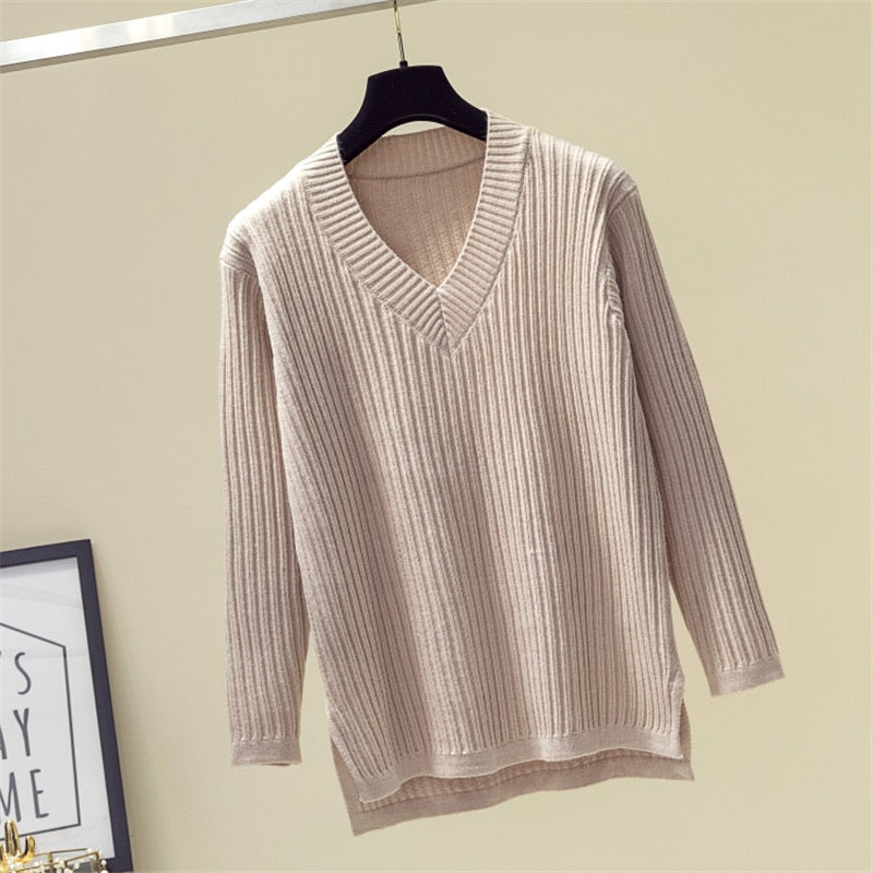 V Neck Sweater Women Winter Casual