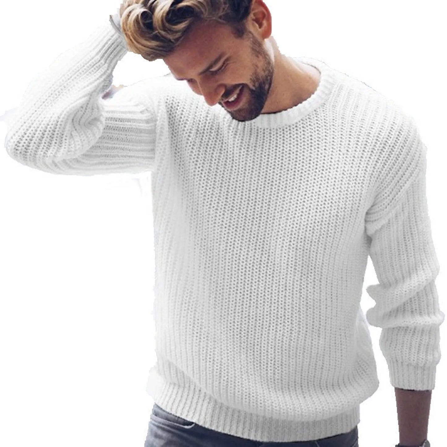 Casual Men's Sweater O-neck Solid Color Slim Fit Knittwear 2023 Autumn