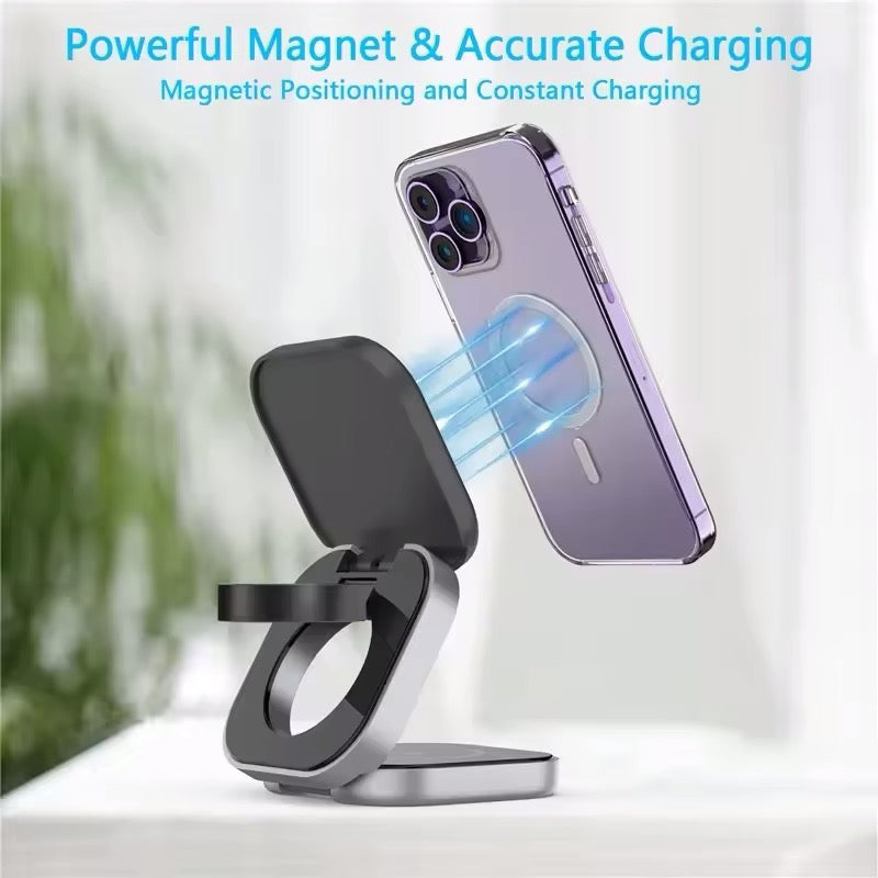 Wireless Fast Charging Stand , 3 in 1 Magnetic, Foldable For IPhone 15 / 16 / Samsung Galaxy, Apple Watch 1-9 & Earpods. ⭐️⭐️⭐️⭐️ 4.9 rating.