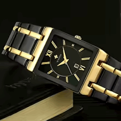 Men’s Black Gold Steel Square Quartz Watch –  Waterproof, Fashionable Design