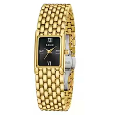 LIGE Silver Watch for Women Square Ladies Quartz Wristwatches Small Gold Watch