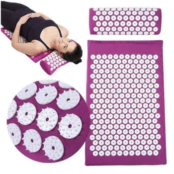 Back and Neck Pain Relief Acupressure Mat and Pillow Set Muscle Relaxation Point Massage Yoga Mat