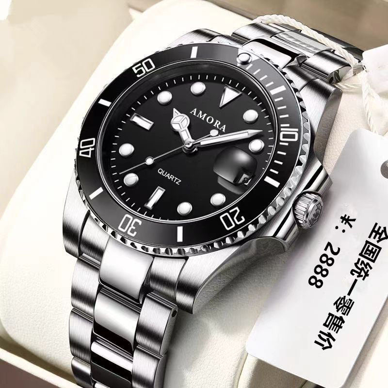 Foreign Trade Green Water Ghost Watch Men's Watch Men's Watch Calendar Steel Band Quartz Watch Watch Manufacturers In Stock Wholesale Generation