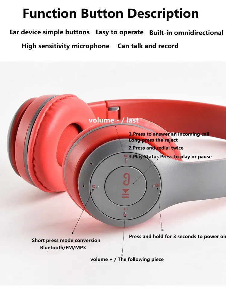 Stereo P47 Headset 5.0 Bluetooth Headset Folding Series Wireless