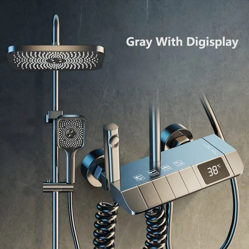 Bathroom Shower Faucet Set 4 Functions Digital Display Shower