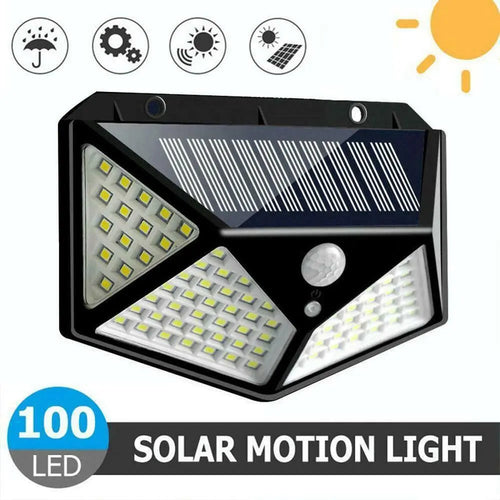 100 LED Solar Wall Lamp 4 Sides Luminous With Motion Sensor Human