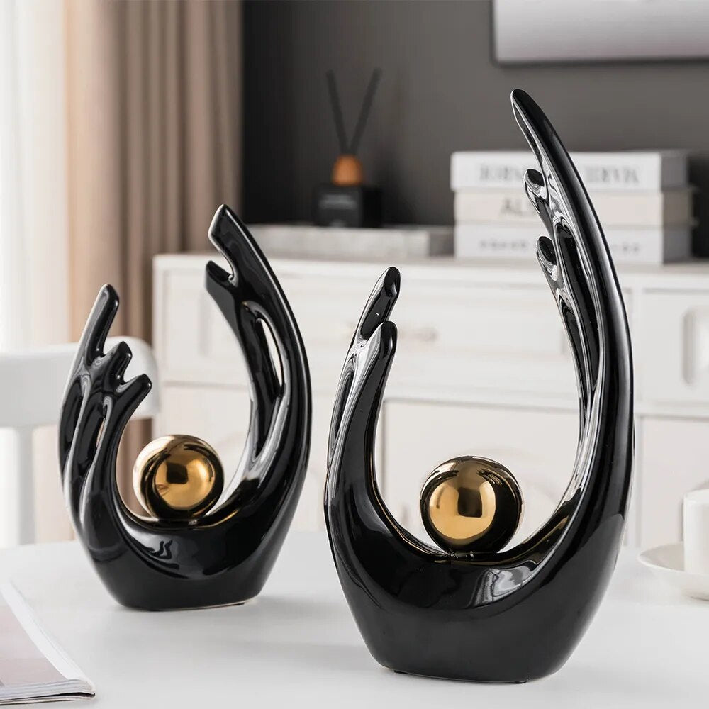 Modern Luxurious Living Room Home Decoration Accessories Abstract Ceramic Figurines Office Decoration Desk Souvenir Crafts Gift