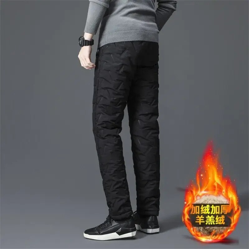 2024 Winter Lambswool Warm Pants Thicken Men Loose Jogger Fleece Pants Casual Long Track Windproof Waterproof Thermal Trousers