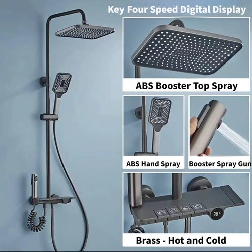 LED Atmosphere Lamp Shower Set Bathroom LED Digital Thermostatic