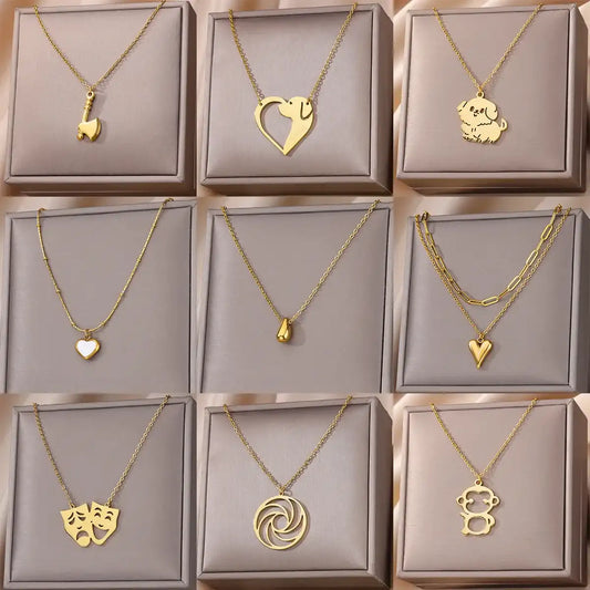 Water Drop Necklaces For Women Men Gold Color Neck Chain Stainless Steel Necklace Pendant Jewelry Female Male Gift Free Shipping