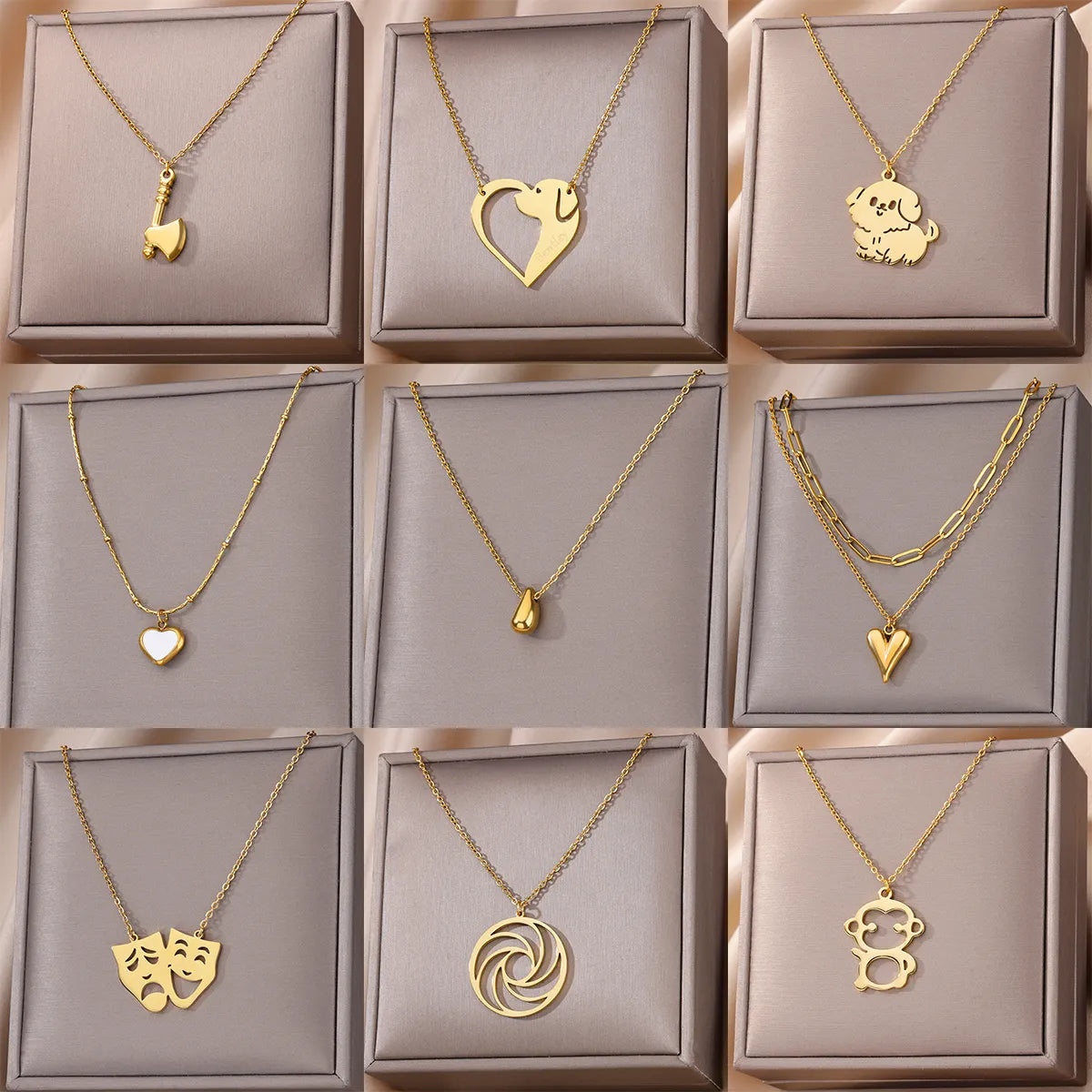 Water Drop Necklaces For Women Men Gold Color Neck Chain Stainless Steel Necklace Pendant Jewelry Female Male Gift Free Shipping