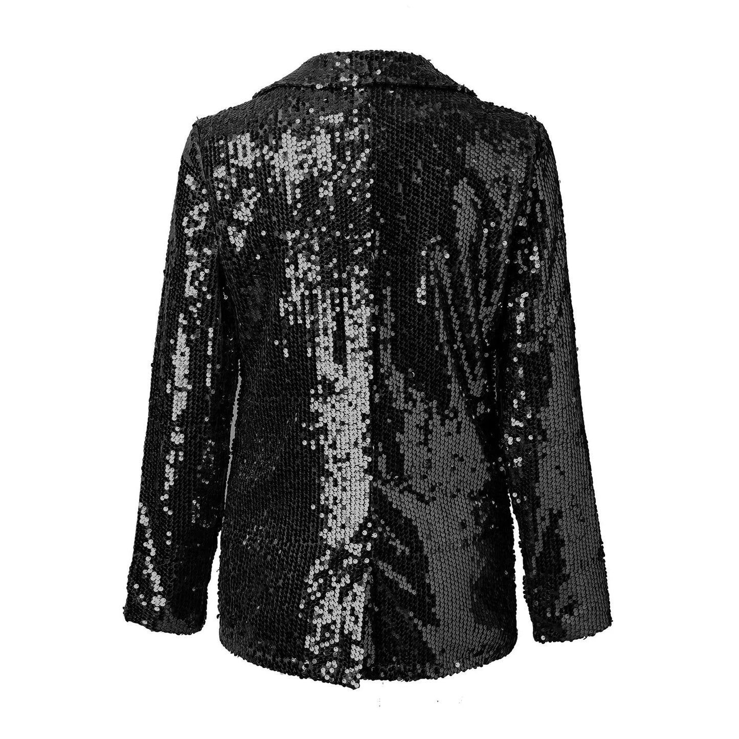 Women Shinny Sequins Blazer Casual Long Sleeve Shimmer Glitter Party