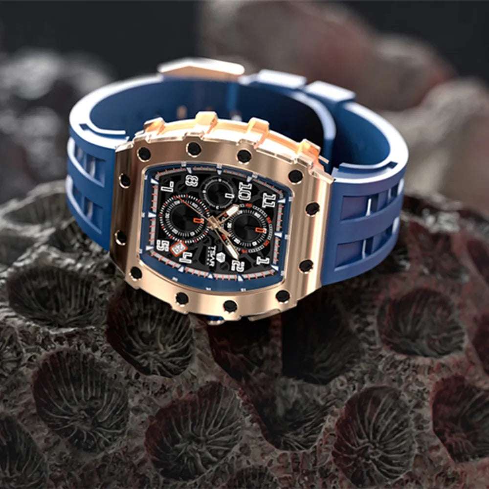 Luxury brand imported quartz movement men's fashionable and cool watch with 50M waterproof luminous