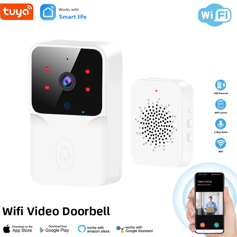 Tuya WiFi Video Doorbell Wireless HD Camera PIR Motion Detection IR