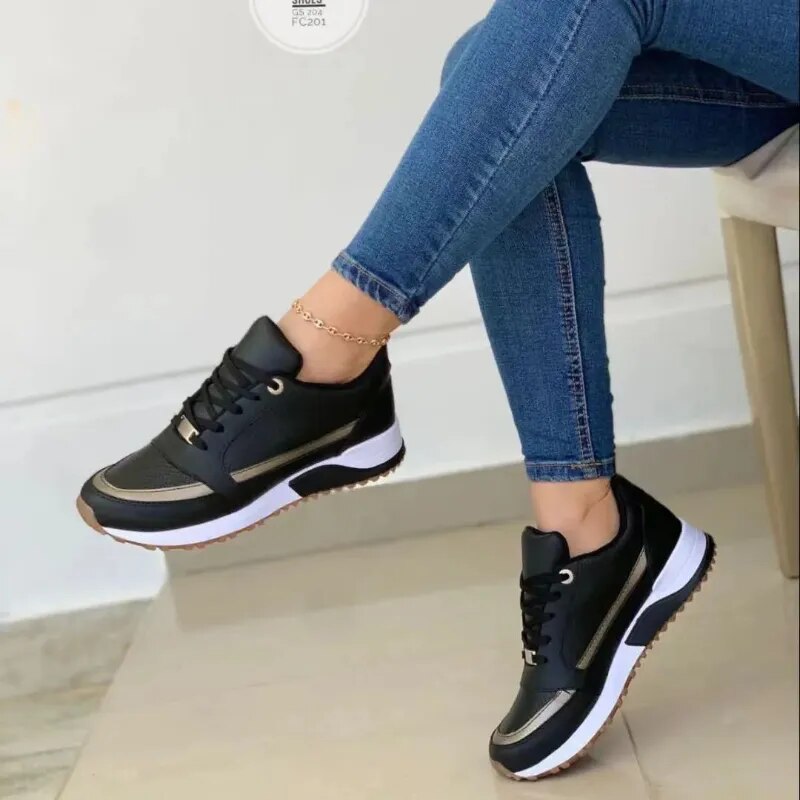 Woman Sneakers Mesh Lace Up Ladies Casual Wedge Outdoor Running