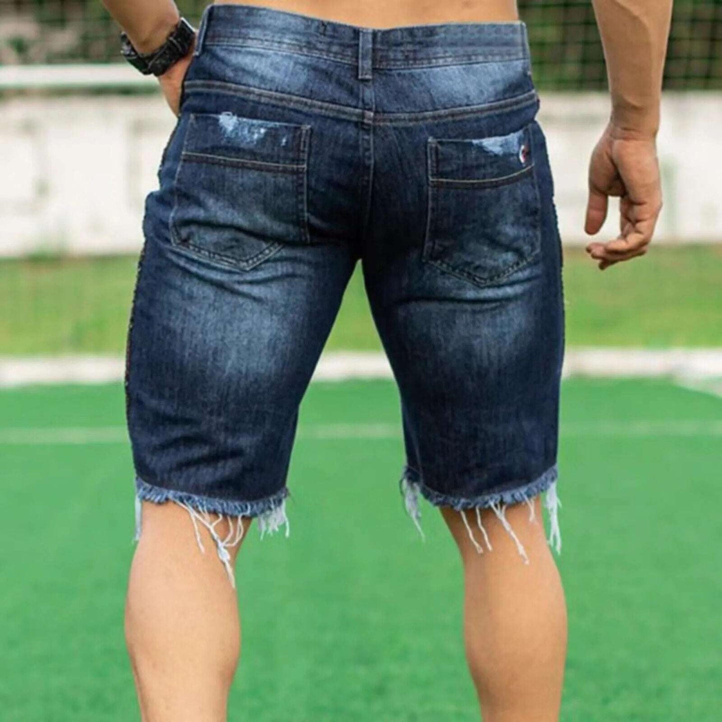 Fashion Brand Men Jeans Shorts Hole Streetwear Harajuku Slim Straight Denim Shorts Summer Casual Baggy Ripped Jeans