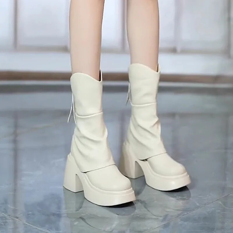 2024 New Fashion Round Toe Thick Sole All-match Ankle Boots Women's