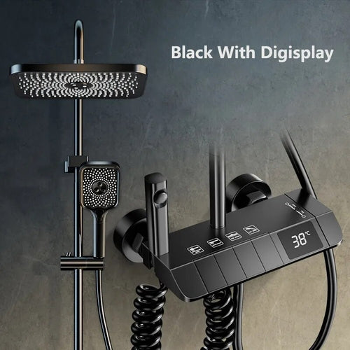 Bathroom Shower Faucet Set 4 Functions Digital Display Shower