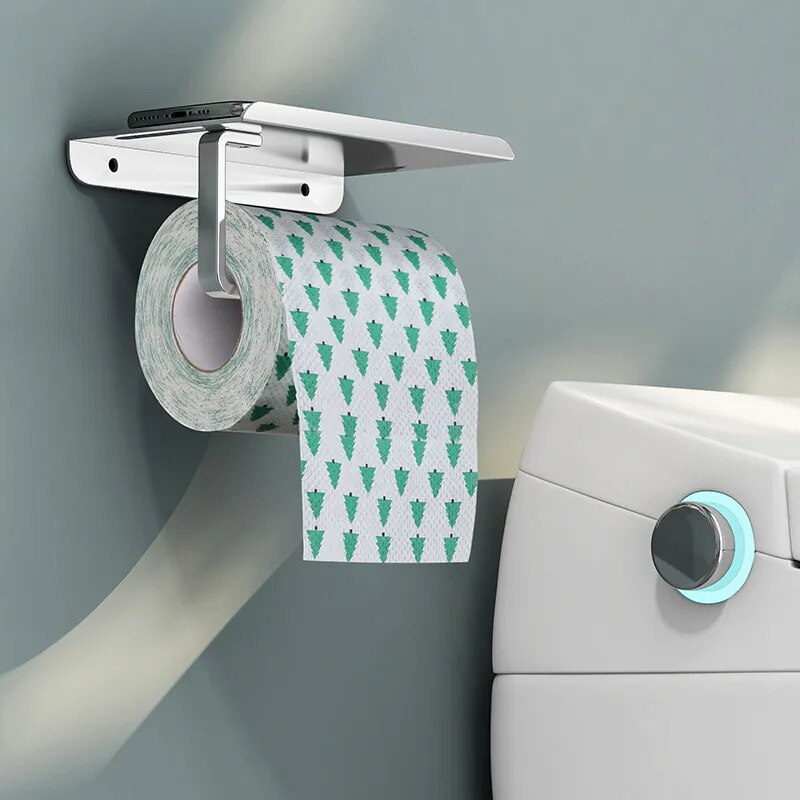 Toilet Paper Dispenser Bathroom Toilet Paper Holder Stand Wall Shelf