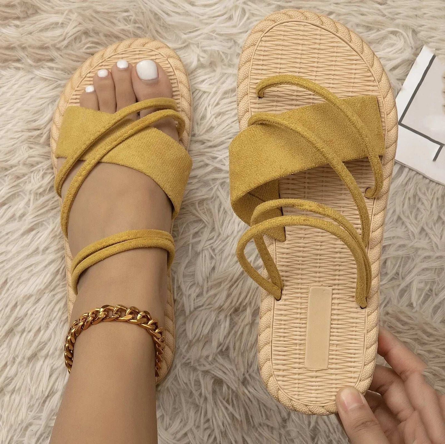Summer Women Sandals Beach Shoes Slippers For Ladies Bohemia Gladiator Solid Fashion Outdoor Flat Sandals