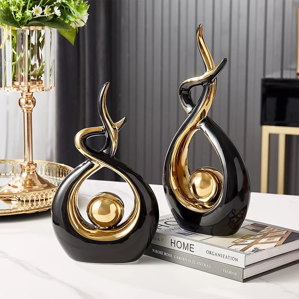 Modern Luxurious Living Room Home Decoration Accessories Abstract Ceramic Figurines Office Decoration Desk Souvenir Crafts Gift