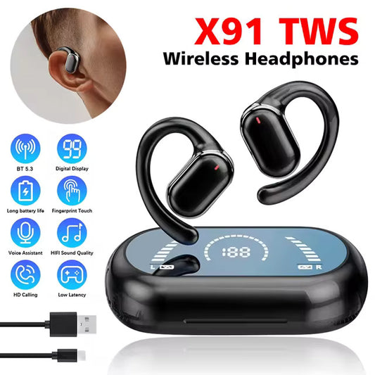 Wireless Earbuds Bluetooth 5.4 Headphones Sport, Stereo Deep Bass Bluetooth Earbuds with Earhooks